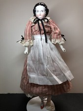 20  Antique German Porcelain China Head Doll AW Kister High Brow 1860-80  s A