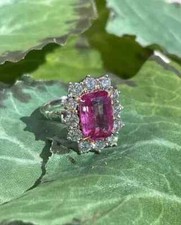 4.36 Ct Cushion Cut Natural Pink Sapphire Dia...