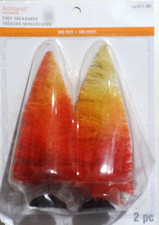Candy Corn Sisal Bottle Brush Halloween Trees 4.5" Tiny Treasures New