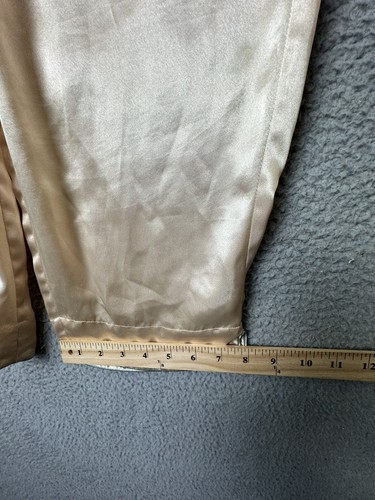 Ivy and Annabelle Pajama Set Womens Medium Beige Gold Pocket Satin Sleepwear - Picture 13 of 16