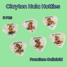 6 Pack New Clayton Hula Hotties Guitar Picks Pearl Medium Standard