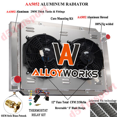 3 ROW Aluminum Airboat Radiator Shroud Fan Overall Size 31'' x 21'' 209000