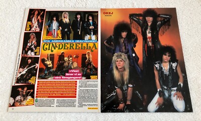 CINDERELLA 1987 Clipping Poster Swedish Music magazine Okej 1980s