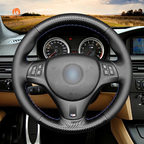Funda de volante de microfibra de coche de fibra de carbono para BMW M Sport M3 E90 E91 E92 E93 E87 - Imagen 3 de 11