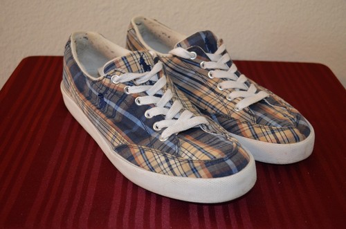 Zapatillas Ralph Lauren 100 % auténticas a rayas para hombre talla 10 precio de venta sugerido por el fabricante $85 - Imagen 3 de 6