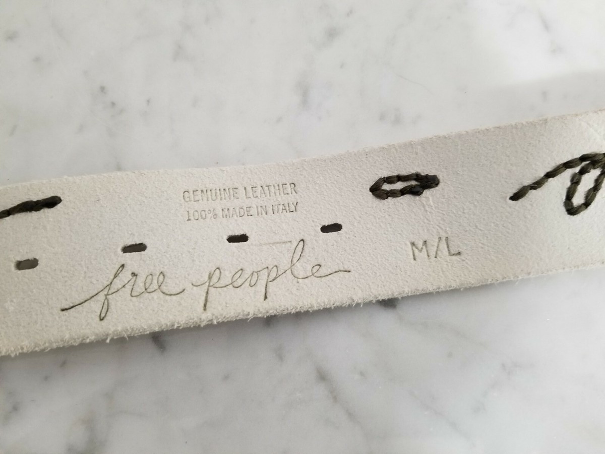 Free People Antoinette Painted Leather Belt Blue Flower 