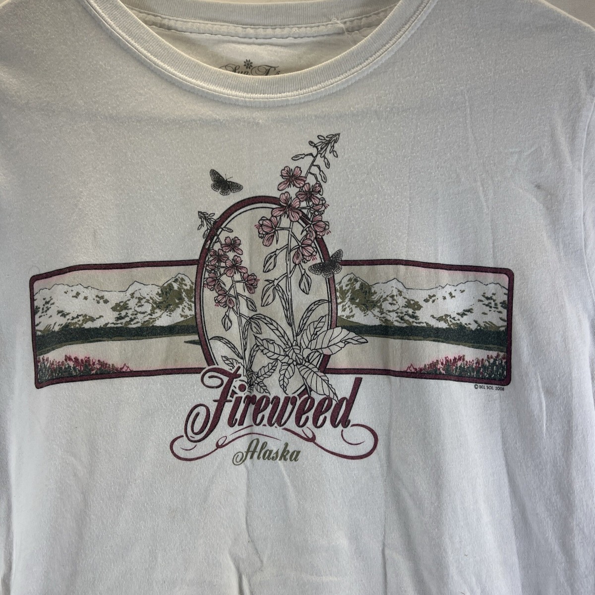 Sun T's White Fireweed Alaska Short Sleeve Casual T-Shirt Women's Size XL View 6