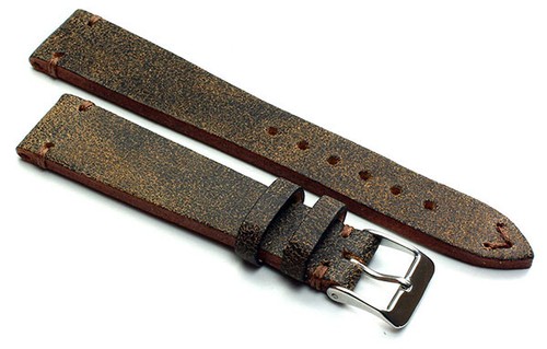 18mm /14 Germany made Vintage Lederband Retro Look Uhrenarmband Distressed braun - Picture 2 of 3