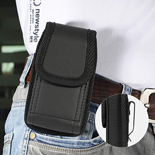 Flip Phone Case, Nakedcellphone Black Vegan Leather Vertical Pouch [with Belt - 第 3/8 張圖片