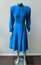 RETRO VTG 80s 90s SILK PAISLEY A LINE DOLMAN SLEEVES MOD SWING DRESS sz 6