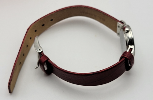 Skagen Denmark Steel Watch Silver Round 21mm 358XSSL8A2 Red Leather Band Women - Picture 4 of 9