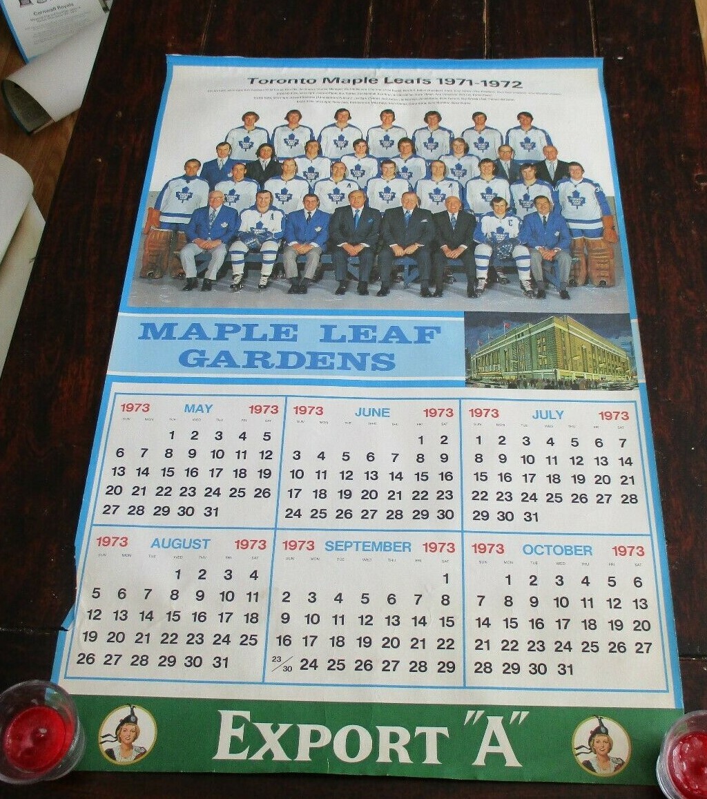 Export "A" Maple Leaf Gardens Calendar Page Toronto Maple Leafs 1971 - 1972  # 2 | eBay