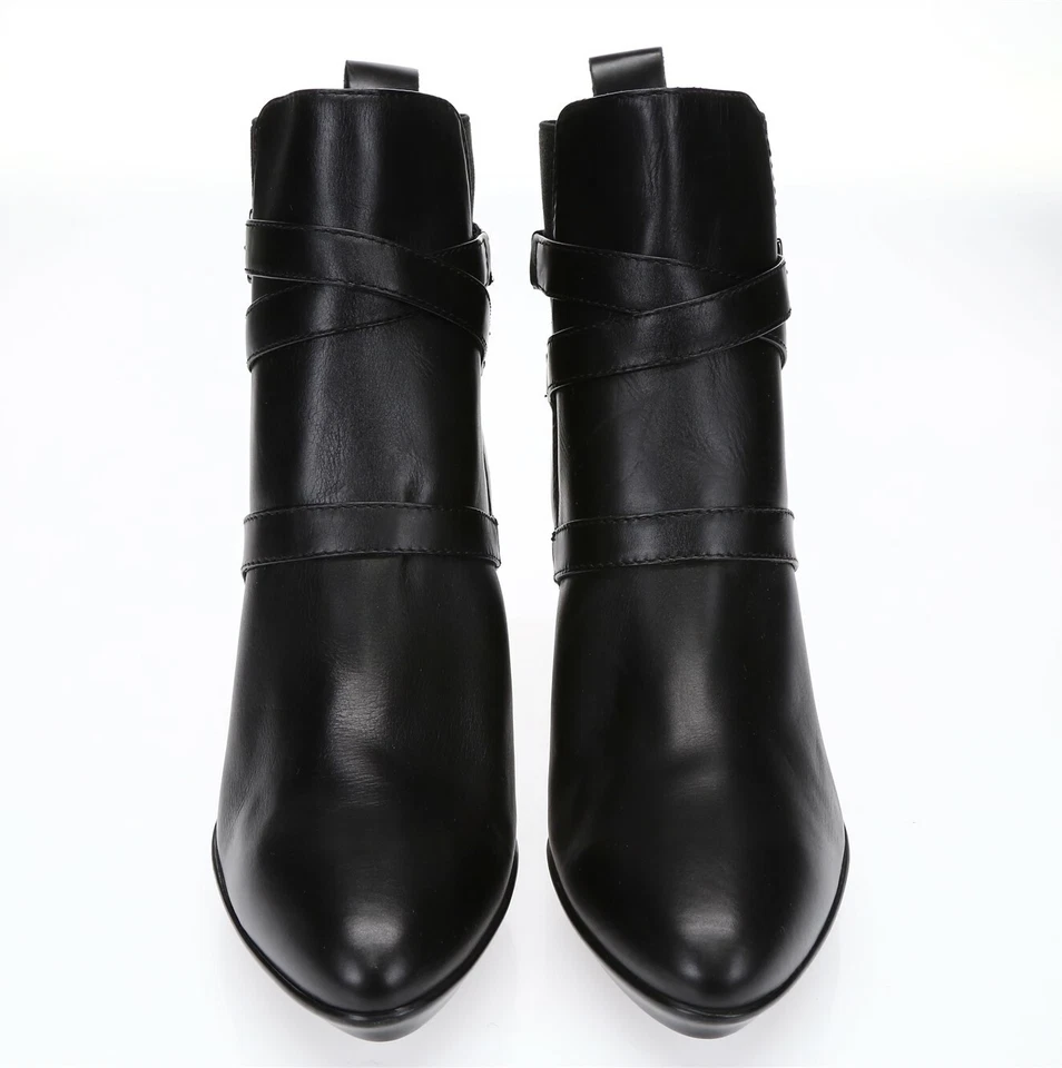 Aquatalia Mujer Cuero Negro Hebilla Tobillo Corto Botines Zapatos Talla 10 M Nuevo Foto 3 de 4