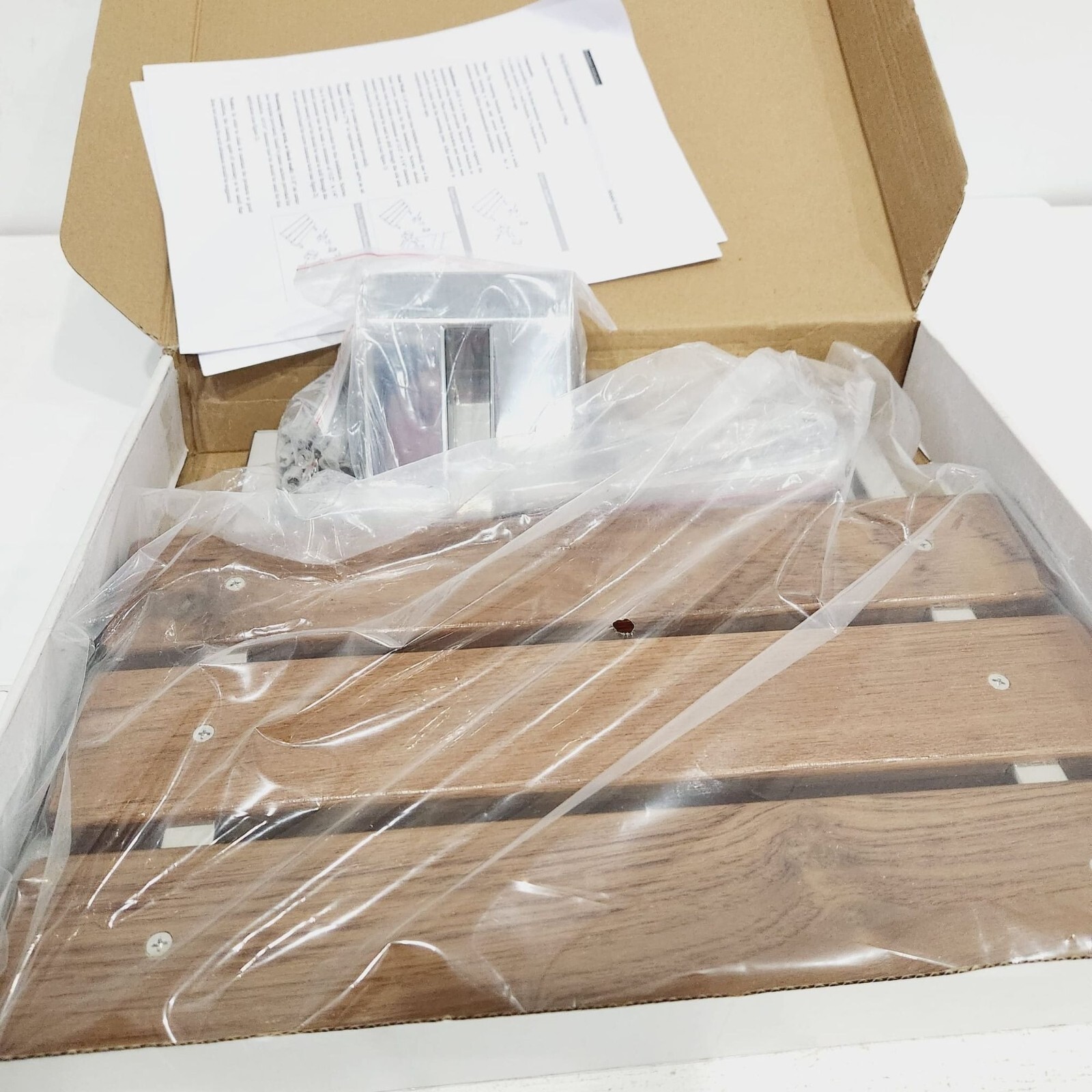 16" Teak Folding Shower Seat Wall Mounted Medical Fold Down Bench 300 lb