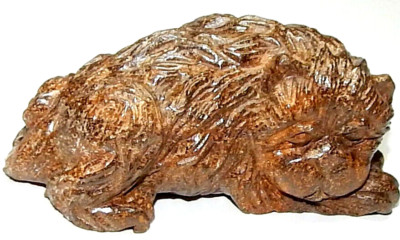 394ct Natural Mined Boulder Opal Ironstone Sleeping Cat Kitten Statue Carving