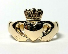 14k Yellow Gold Irish Claddagh Ring Size 9 1/4