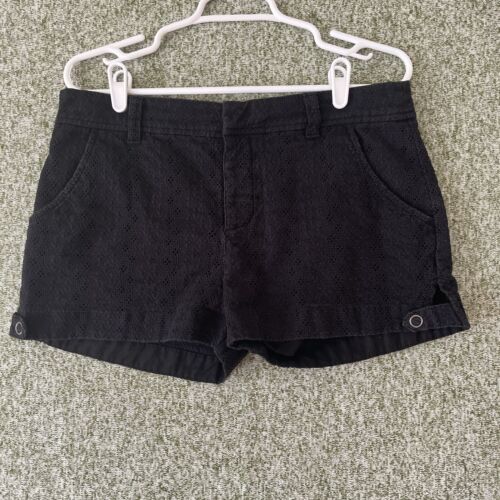 Free People Womens Shorts 6 Black Eyelet Button Snap Shorty Boho Festival - Picture 1 of 12