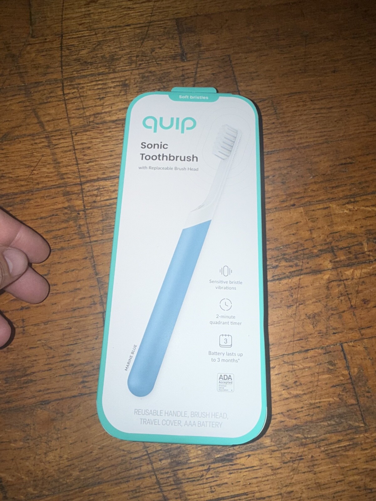 quip Kids Sonic Electric Toothbrush - BLUE Rubber | Timer + Small Brush Head R8