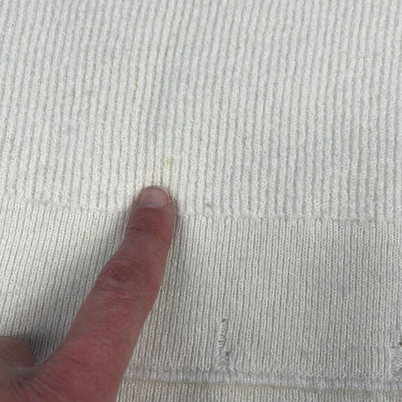 Helmut Lang Distressed V Neck Sweater Cut Out Rib Knit Off White Sz XS thumbnail 13