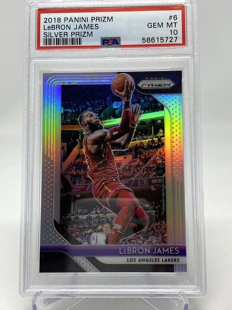 2018 Panini Prizm #6 LeBron James Silver Prizm - PSA 10 view 3