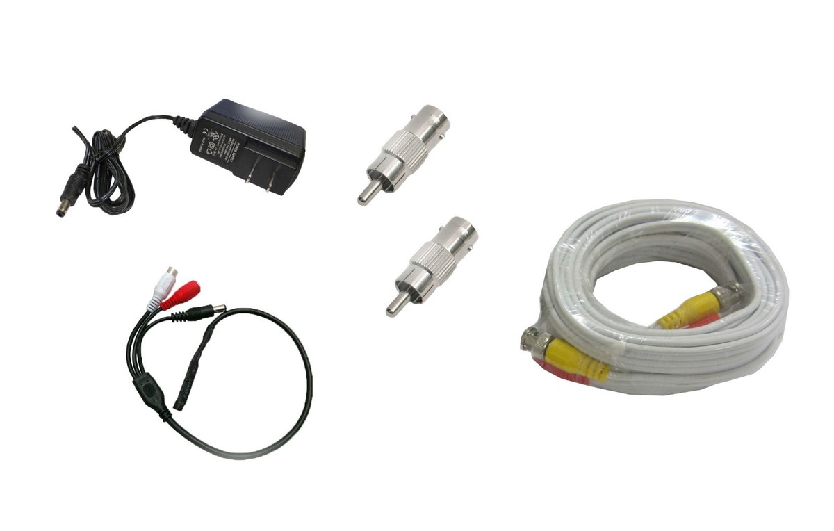 50FT Microphone for Security Camera RCA Audio Mic Cable DC Power adapter  Set