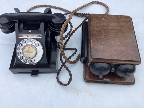 VINTAGE GPO BAKELIT 310F TELEFON MIT KLINGELSET KOMBINIERT ORIGINALZUSTAND