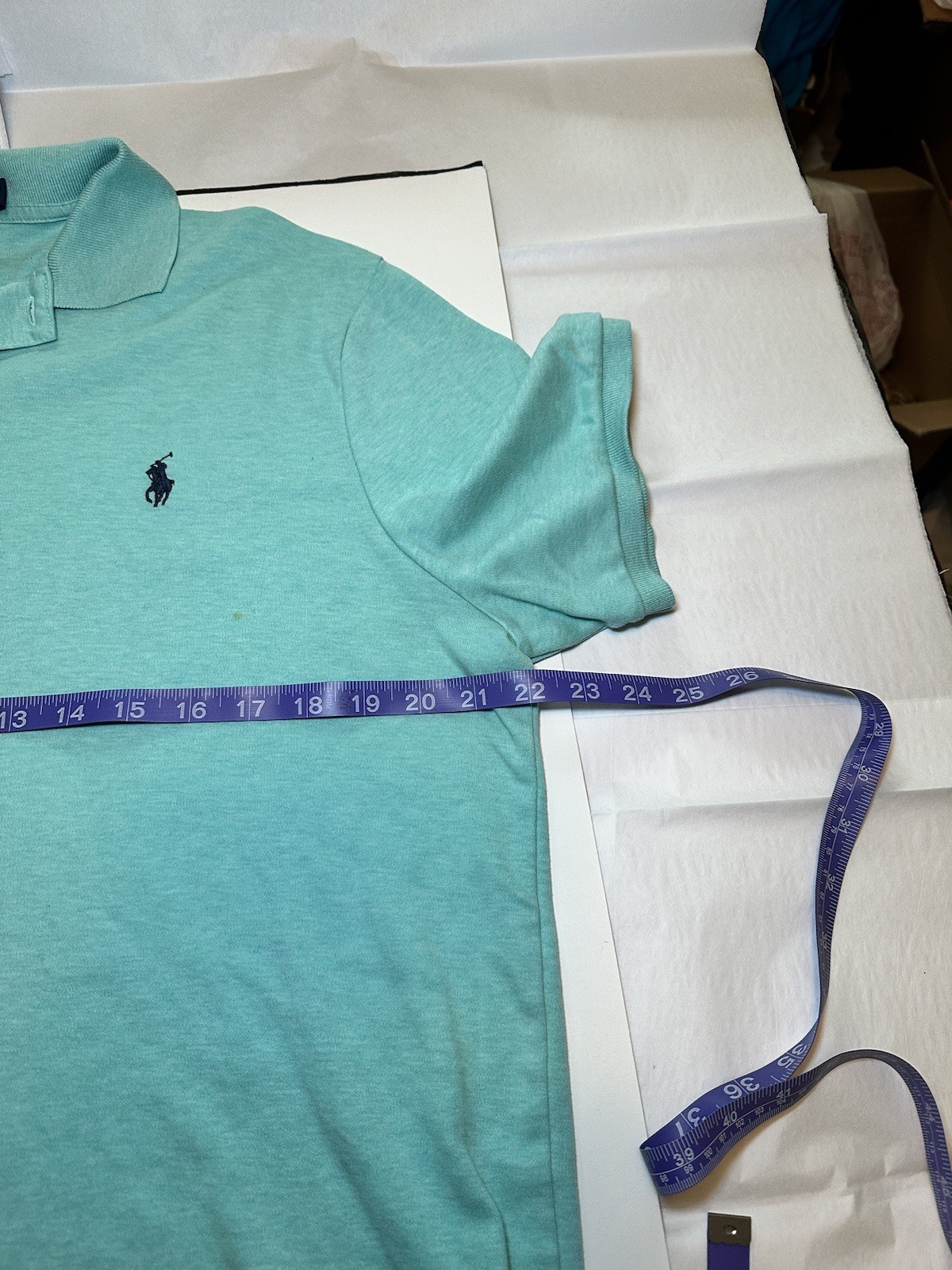 Polo Ralph Lauren camicia manica corta verde L pony uomo schiuma di mare