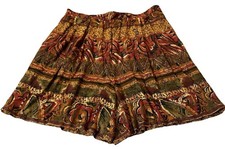 Vtg Maren Pleated Floral Bermuda Shorts Womans 20 Red Gold USA Made Cottagecore