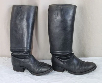 B1/ alte Lederstiefel mit genagelter Sohle und Eisenbeschlägen , 43 cm. /S350 - Bild 1 von 4