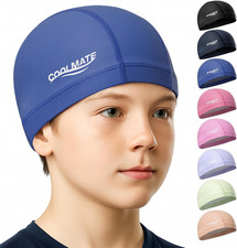 Fabric Swim Cap for Adult Women Men Kid 3 4 6 8 14 16, Silicone Water Resistant