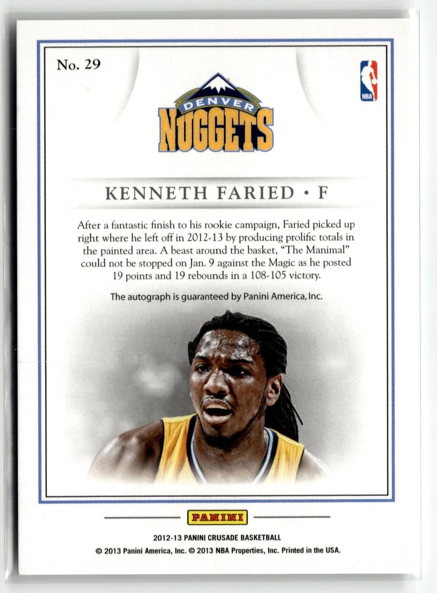 Kenneth Faried 2012-13 Panini Crusade #29 Quest Autographs Gold #/25