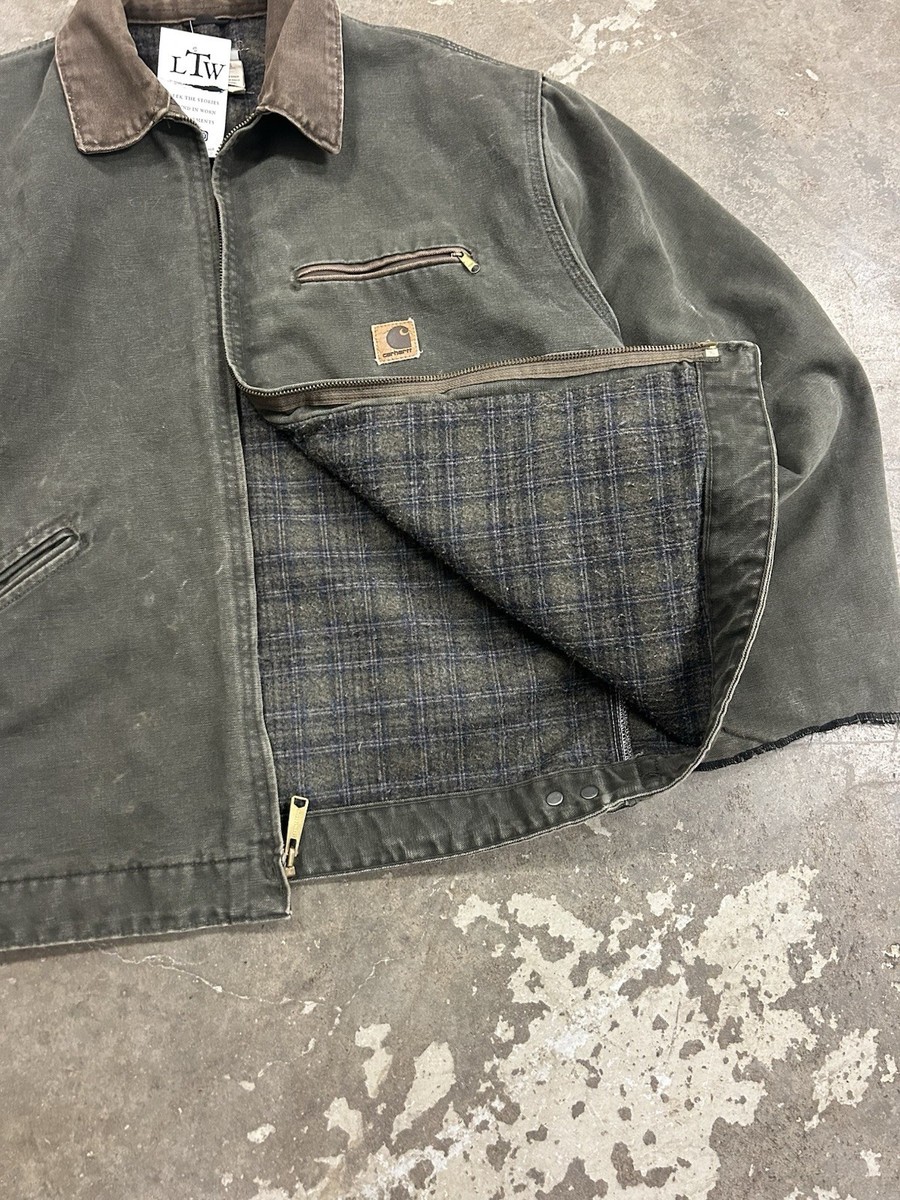 Vintage Carhartt Detroit Jacket J97 MOS Blanket Lined Moss Green