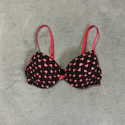 Vintage Y2K Morbid Threads Red Black Skull Print Bra Bows Hot Topic Goth 36C