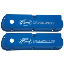 Ford Racing Valve Cover Tall Blue Satin With Ford Racing Logo Pair 289 302 351
