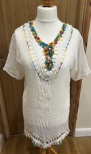 SHEIN Ladies Size S Bikini Cover White With Coloured Crotchet Detailing.