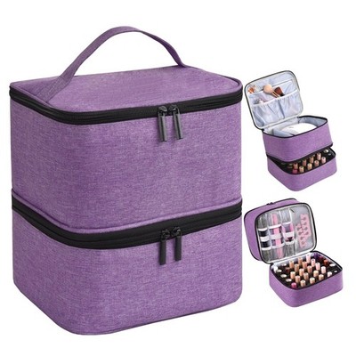 Nail Polish Organizer Storage Case Holds 30 Bottles & Nail Lamp Double Layer
