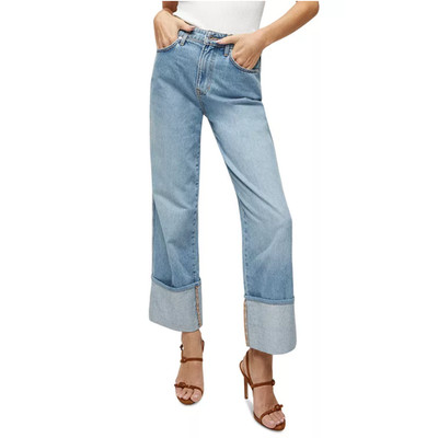 VERONICA BEARD WOMENS 27 DYLAN HIGH RISE STRAIGHT LEG CUFFED ANKLE JEANS BLUE