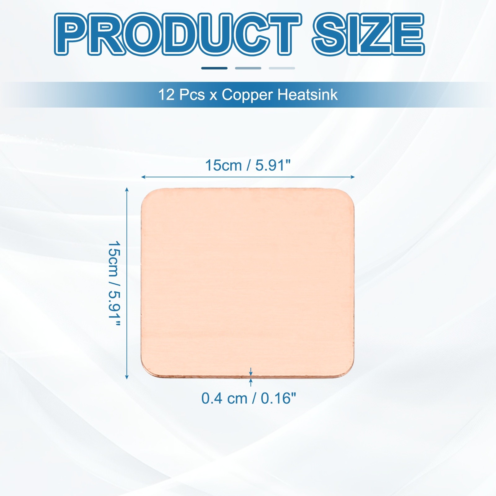 12 Pcs Heatsink Copper Pad Shim IC Chipset GPU Thermal Heatsink (15x15x0.4mm)