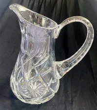 Barski European Cut Crystal - Pitcher-Jug - with Handle  Handmade-W/ Spout-48 oz