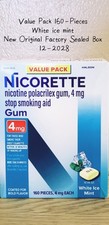 Nicorette Nicotine Stop Smoking Aid Gum 4mg VALUE PK 160-PIECES white Ice Mint