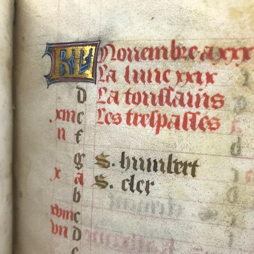 LIVRE D'HEURES XVe siècle CALENDRIER LITURGIQUE Troyes