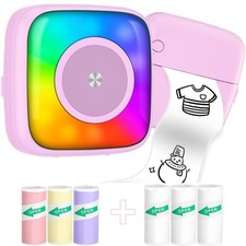 Mini Printer Sticker Printer Print Pod with 6 Rolls Sticker Paper, Seven Color L
