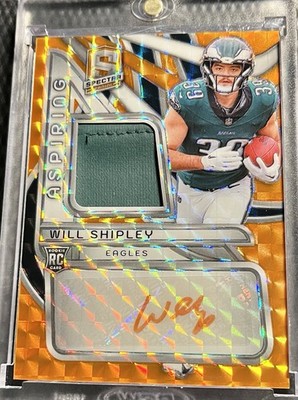 2024 Will Shipley Eagles 8/15 Panini Spectra Aspiring Orange RPA Patch Auto #WSY