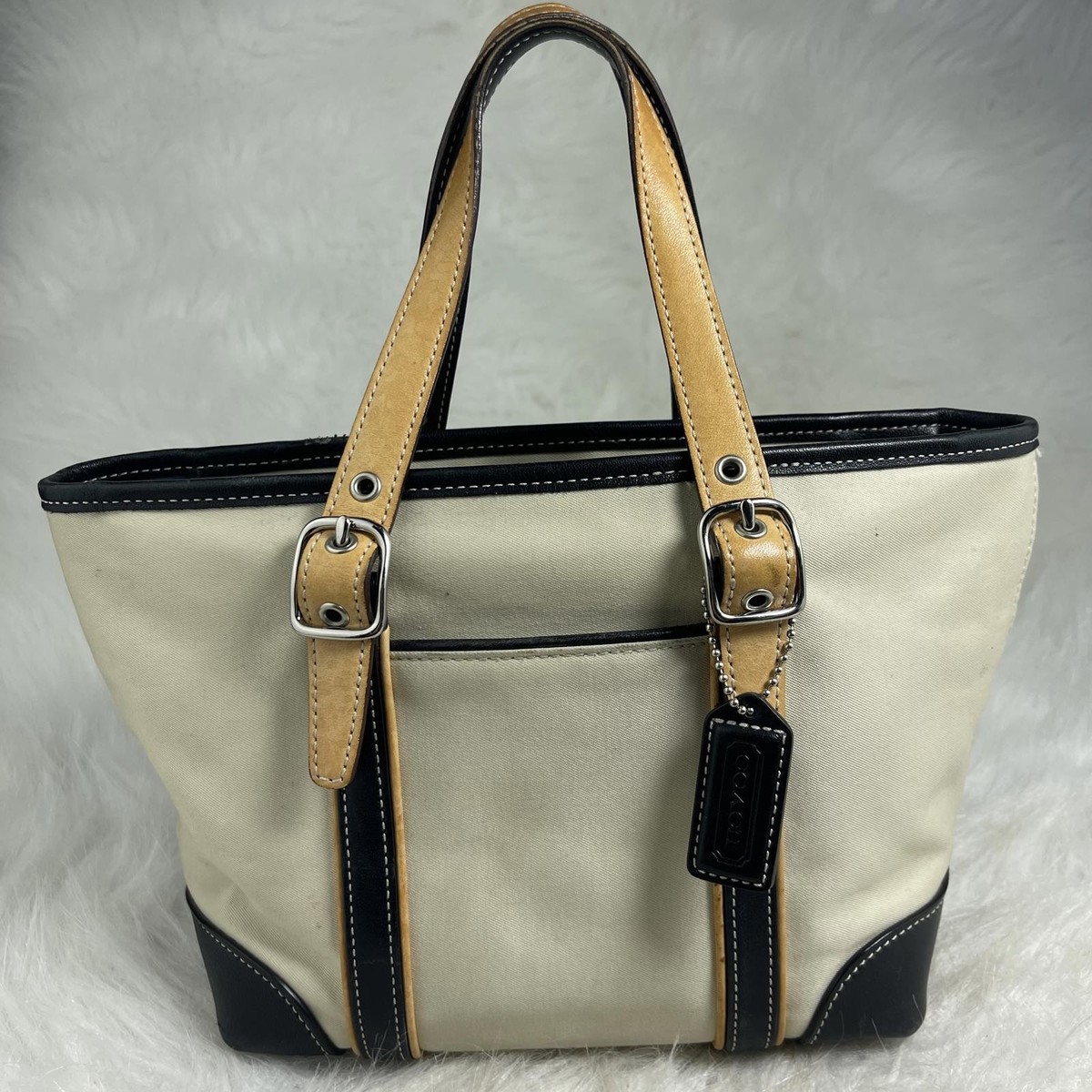 バッグ vintage coach hampton one shoulder bag vintage COACH Hampton Canvas Tote Bag Shoulder Purse Adjustable