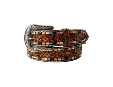 Nocona Western Belt Womens Tooled Paint Floral Accent Brown N320007102