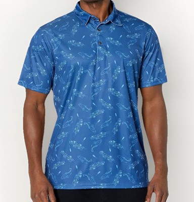 HUK Men's Pursuit Fish Wagon Polo, Set Sail, Size Large, New
