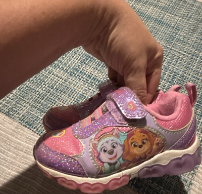 Walmart PAW Patrol Skye Everest Pink Purple Glitter Hook & Loop Sneakers US 7