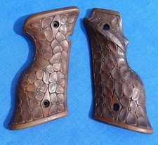 Vintage Hand Carved Walnut Floral 1911 Colt Government Pistol Grips Springfield