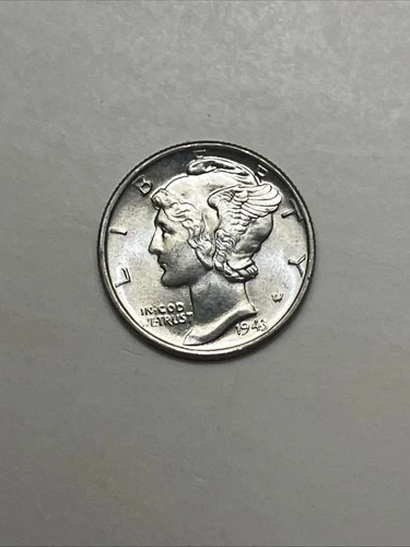 1943-P Mercury Winged Head Liberty Dime US 10c Silver Coin Gem Brilliant UNC