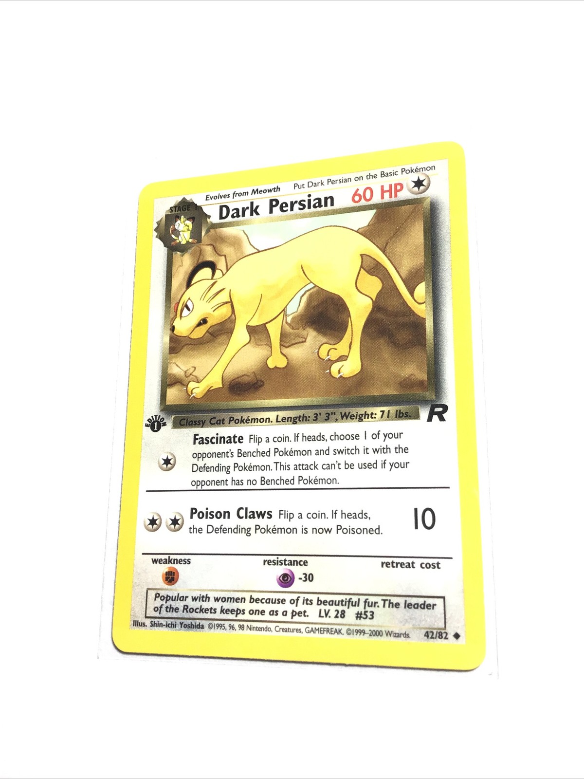DARK PERSIAN - 42/82 - 1st Edition Team Rocket - Pokemon Card - LP